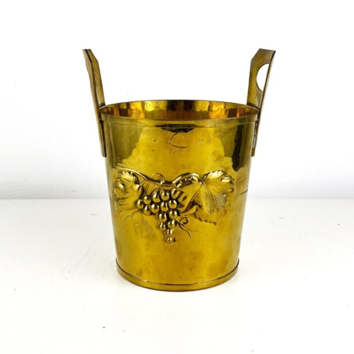 vintage brass buckets embossed gold champagne bucket 1950s set of 2 8