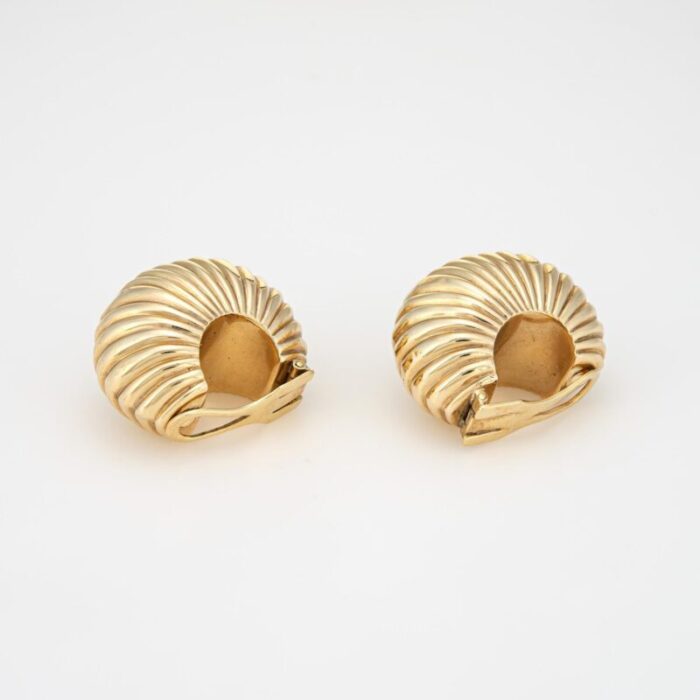 vintage cartier earrings c1945 bombe fluted dome 14k gold shell fine jewelry 5241