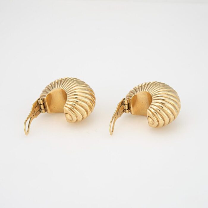 vintage cartier earrings c1945 bombe fluted dome 14k gold shell fine jewelry 6398