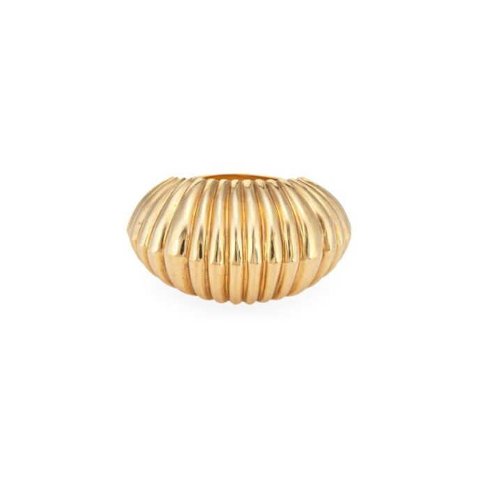 vintage cartier ring c1945 bombe fluted dome 14k gold sz 575 shell jewelry 4829