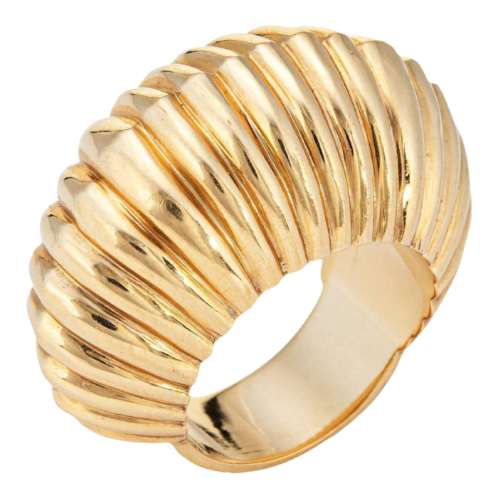 vintage cartier ring c1945 bombe fluted dome 14k gold sz 575 shell jewelry 5027