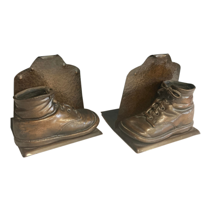 vintage cast bronze baby shoe bookends a pair 1534