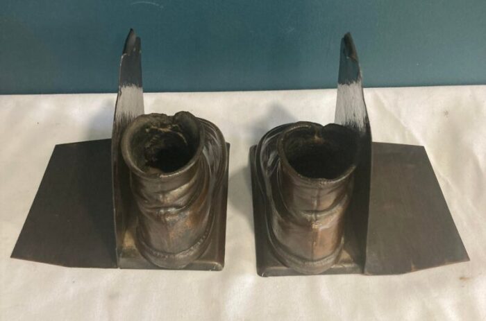 vintage cast bronze baby shoe bookends a pair 6646