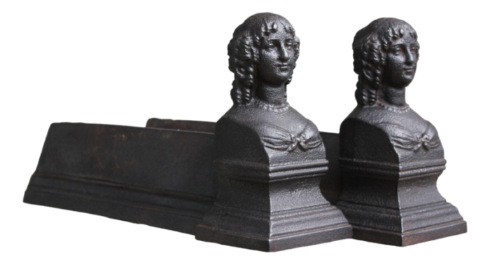 vintage cast iron fireplace andirons set of 2 1081