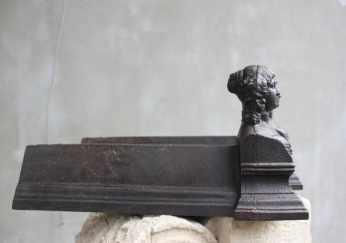 vintage cast iron fireplace andirons set of 2 6934