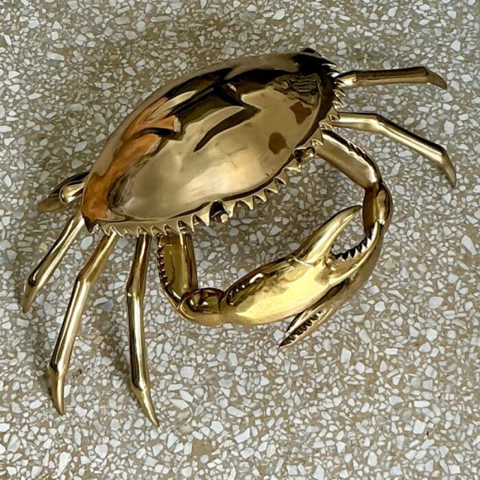 vintage coastal monumental polished brass crab 0011