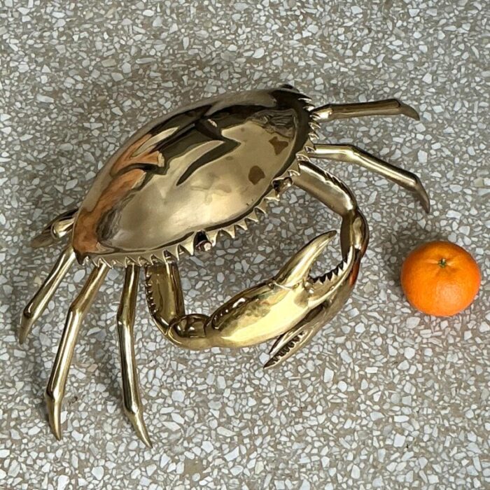 vintage coastal monumental polished brass crab 0944