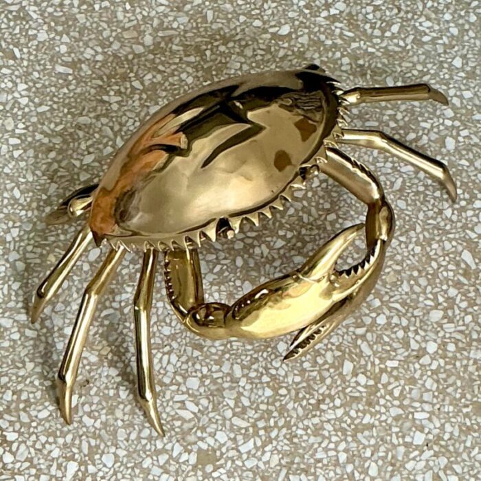 vintage coastal monumental polished brass crab 4701