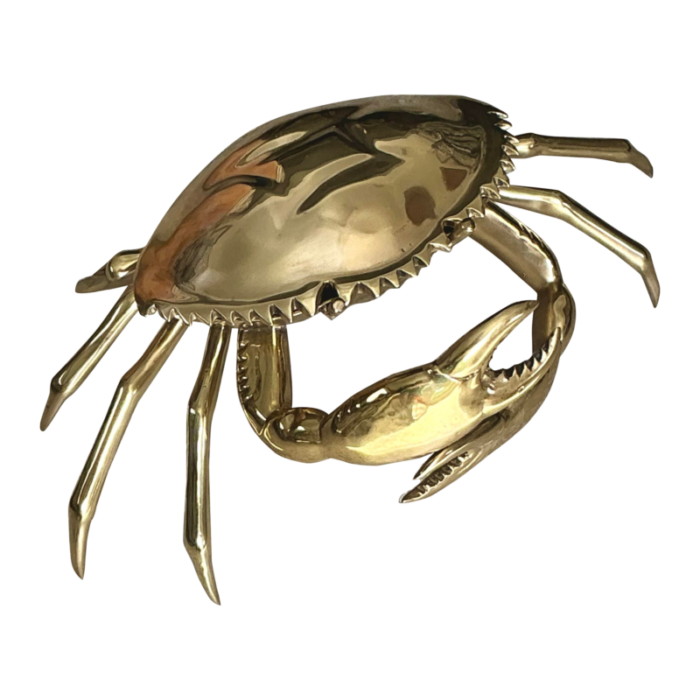 vintage coastal monumental polished brass crab 6169