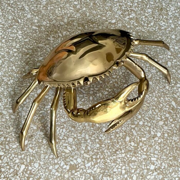 vintage coastal monumental polished brass crab 6242