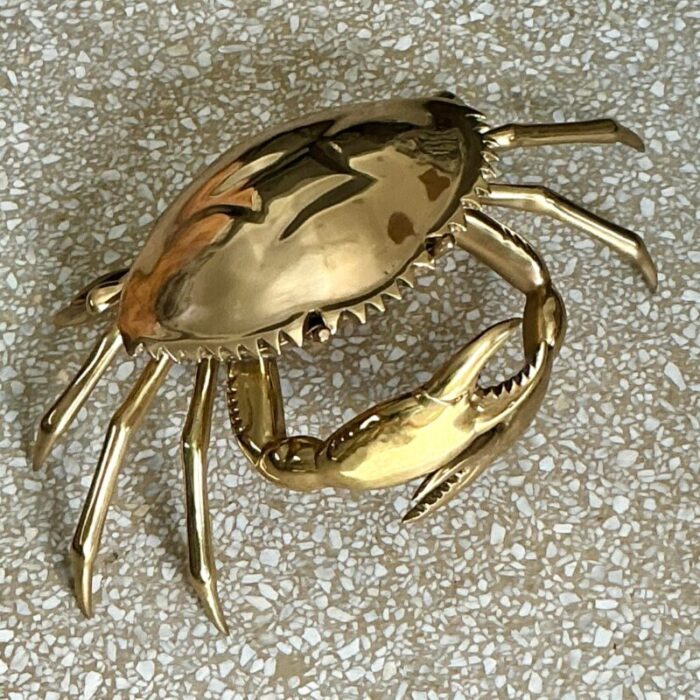 vintage coastal monumental polished brass crab 9058