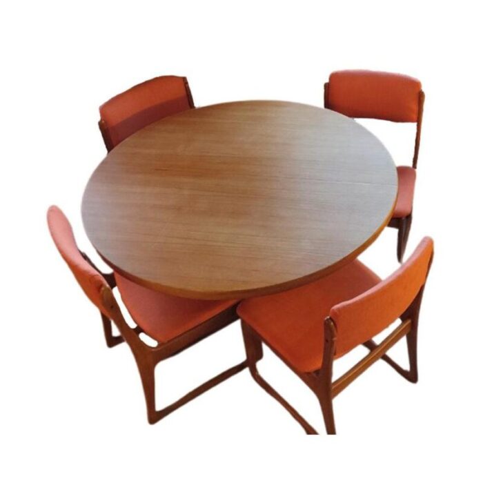 vintage danish teak dining table with extensions and chairs from skovby mbelfabrik 1970s set of 5 5927