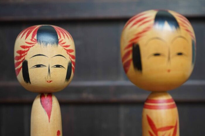 vintage decorative traditional kokeshi japan 1970s set of 2 4