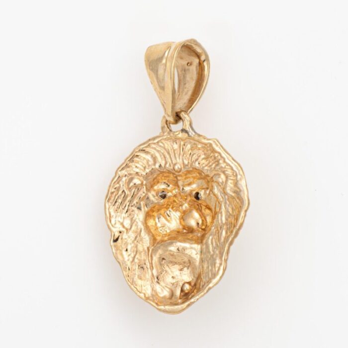 vintage diamond lion pendant 10k yellow gold estate fine animal jewelry 4557