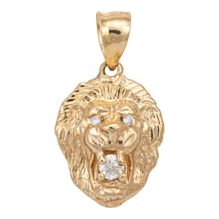 vintage diamond lion pendant 10k yellow gold estate fine animal jewelry 4920