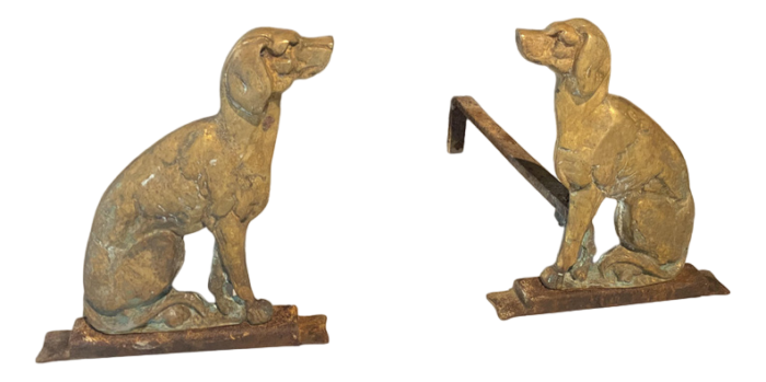 vintage dog chenets set of 2 6527