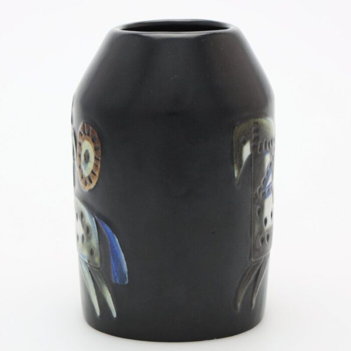 vintage enameled stoneware vase 1950s 4