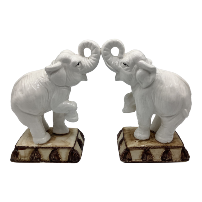 vintage fitz and floyd ceramic elephant bookends 1554