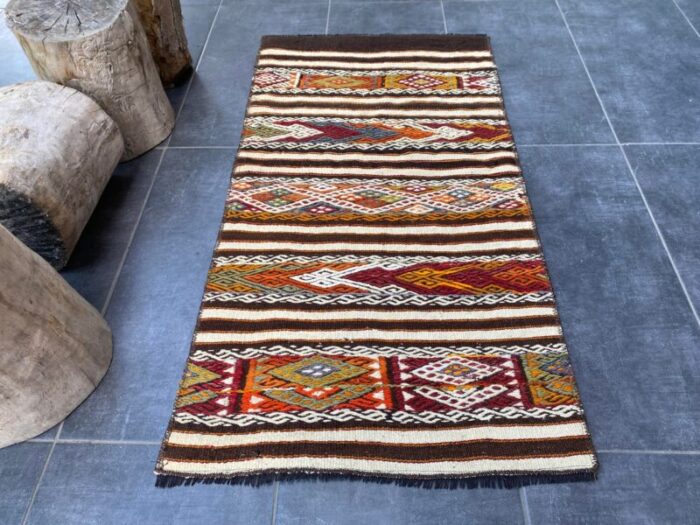 vintage flatweave neutral vintage kilim rug 1304