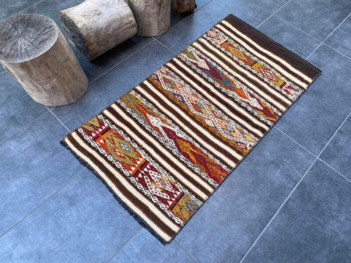 vintage flatweave neutral vintage kilim rug 6458