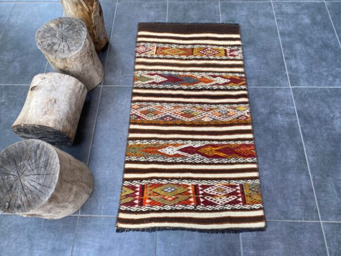 vintage flatweave neutral vintage kilim rug 6580