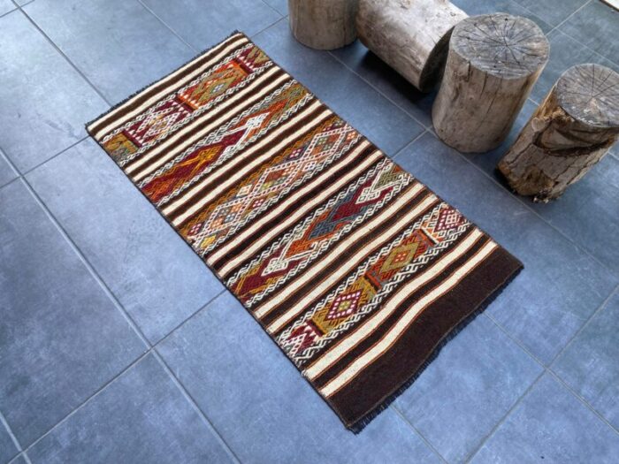 vintage flatweave neutral vintage kilim rug 6778