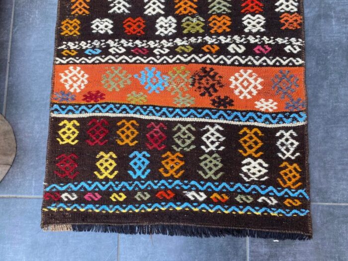 vintage flower pattern kurdish kilim rug 1004