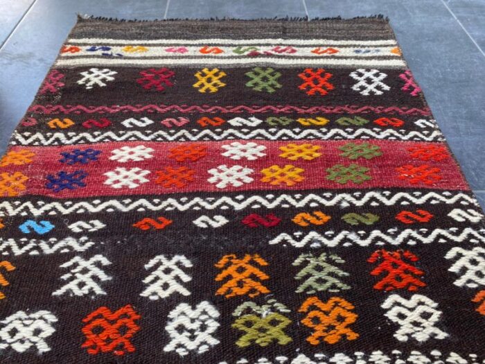 vintage flower pattern kurdish kilim rug 9769