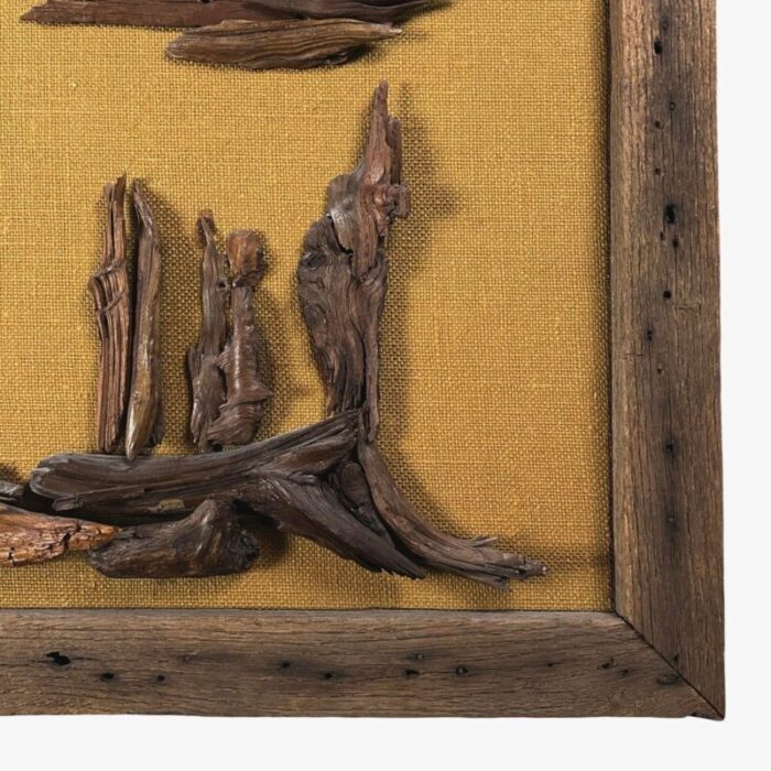 vintage folk art dimensional bas relief driftwood assemblage 8936