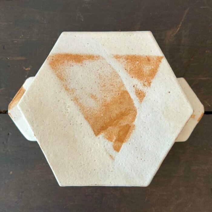 vintage geometric ceramic container with lid 6278