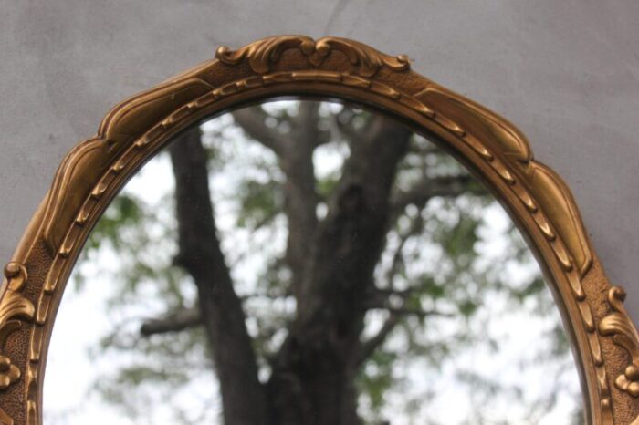 vintage gold gilt bronze oval wall mirror belgium 1970s 5930