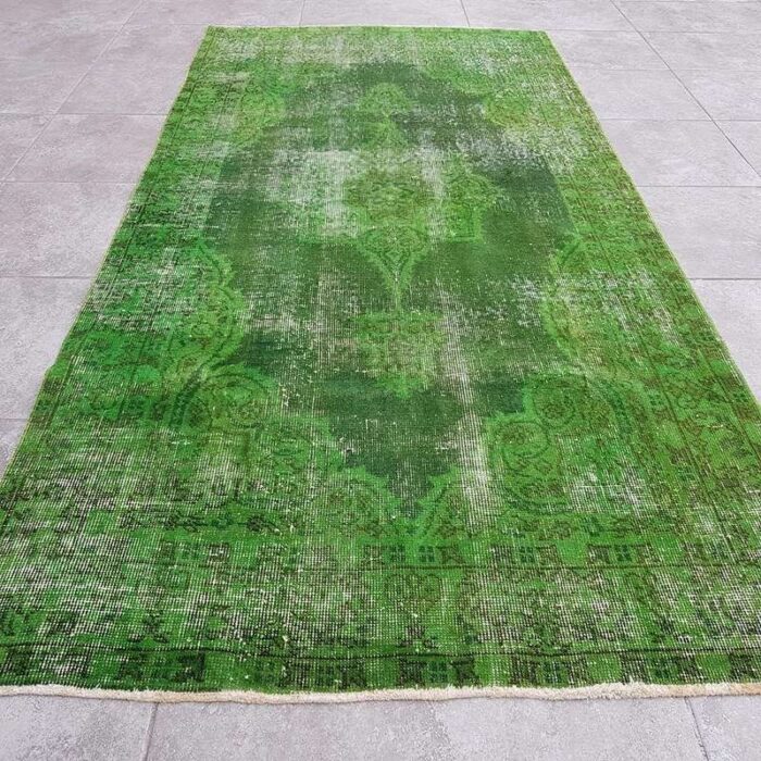 vintage hand knotted overdyed rug 1960 2