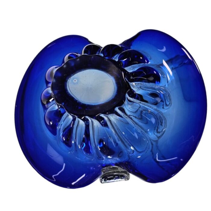 vintage handblown glass cobalt blue w handle 9278