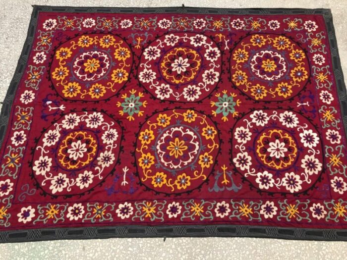 vintage handmade suzani boho wall decor 1970s 5