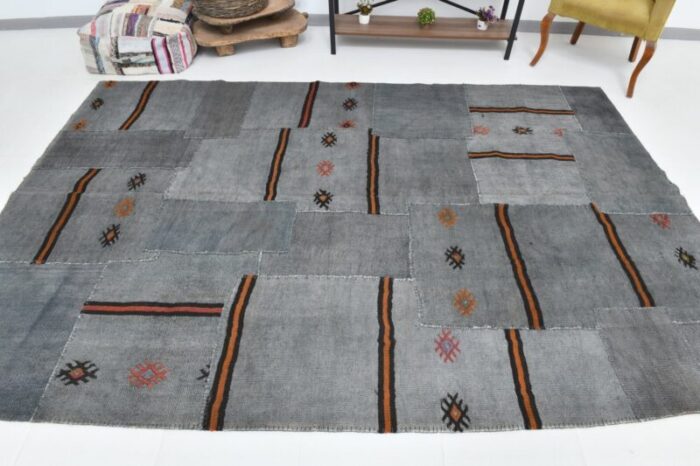 vintage hemp rug in grey 5