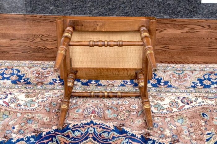 vintage hitchcock style wooden stool with natural cane seat 5382