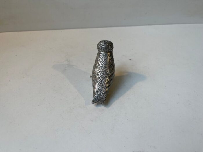 vintage indian bird sugar shaker in silver in the style of kashmiri 5