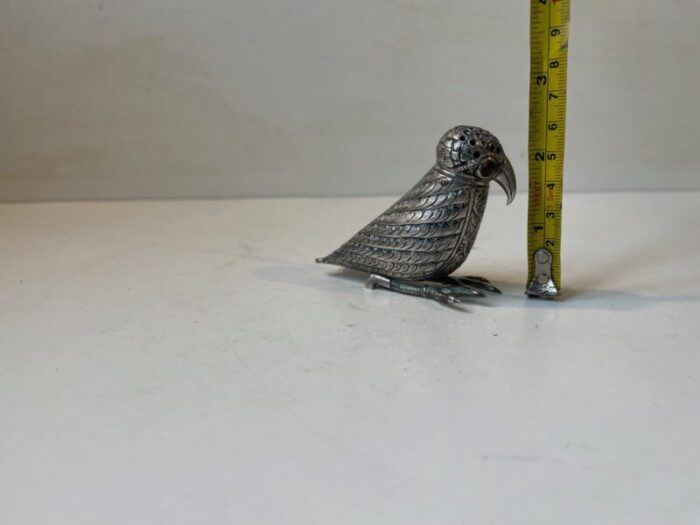 vintage indian bird sugar shaker in silver in the style of kashmiri 7