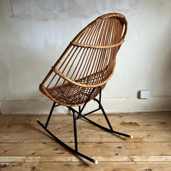 vintage italian bamboo rocking chair 1960s 0781