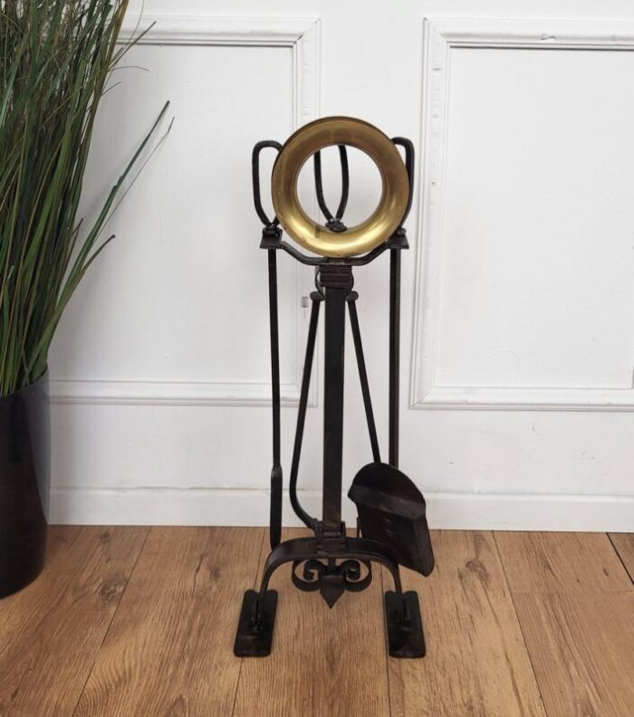 vintage italian brass fireplace tool set with stand 1960s set of 5 2