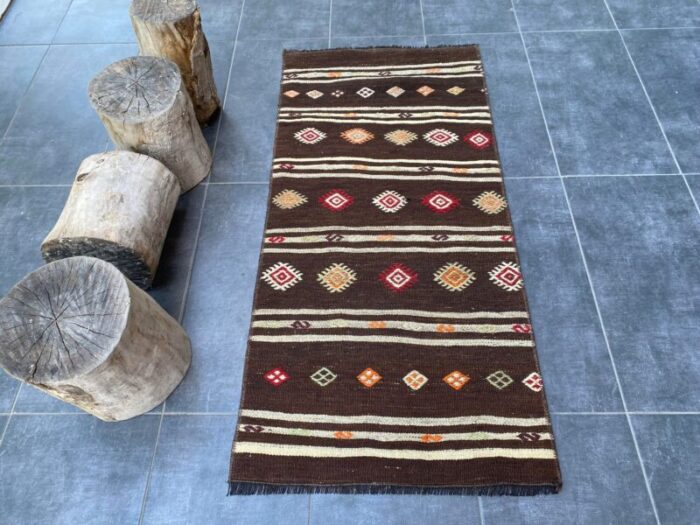 vintage kurdish area wool rug 0336