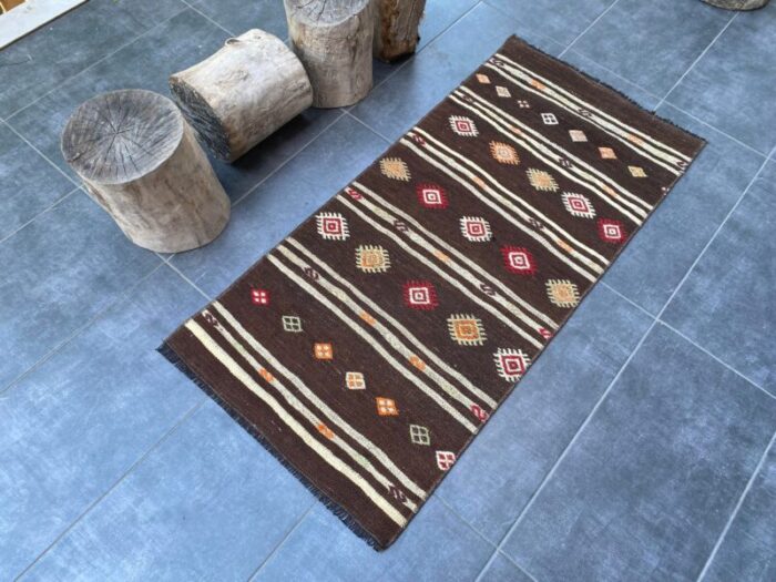 vintage kurdish area wool rug 7262