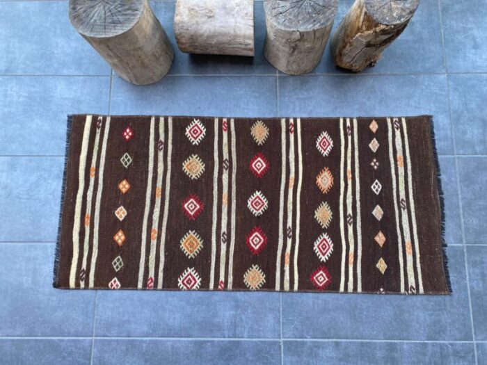 vintage kurdish area wool rug 7421