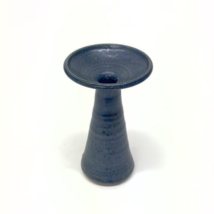 vintage matte blue artisan pottery vase curation group of 5 5451