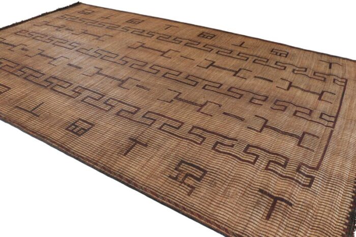 vintage moroccan tuareg mat in beige with geometric patterns from rug and kilim 6161