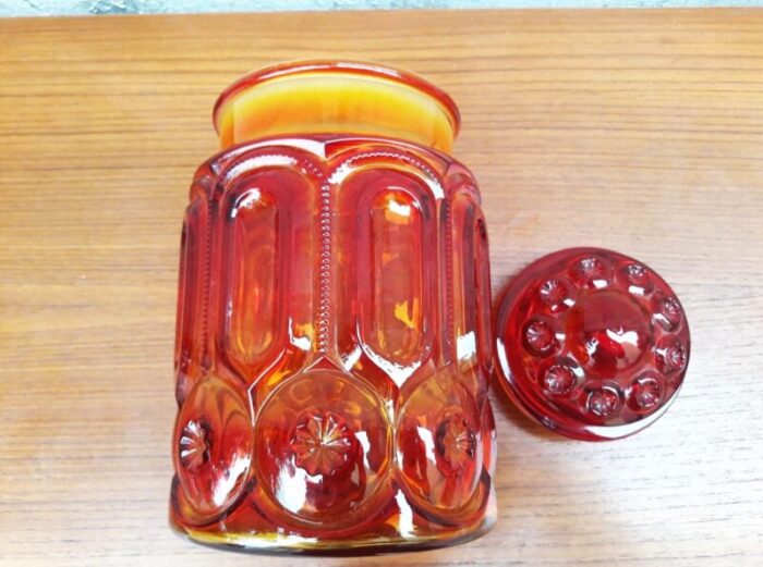 vintage orange glass candy dish 1960s 5