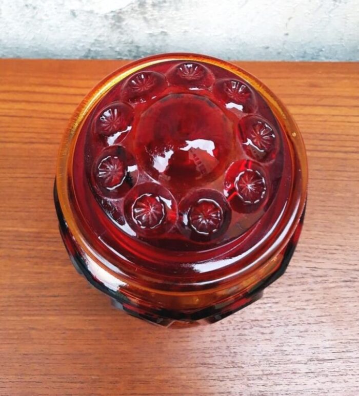 vintage orange glass candy dish 1960s 6