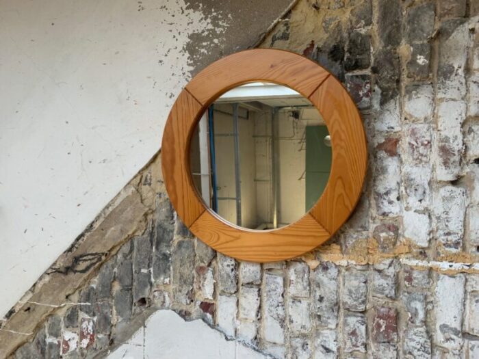 vintage pine wall mirror by glasmaester markaryd 1950s 3