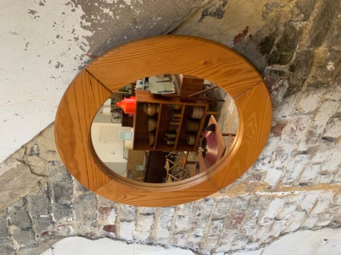 vintage pine wall mirror by glasmaester markaryd 1950s 4