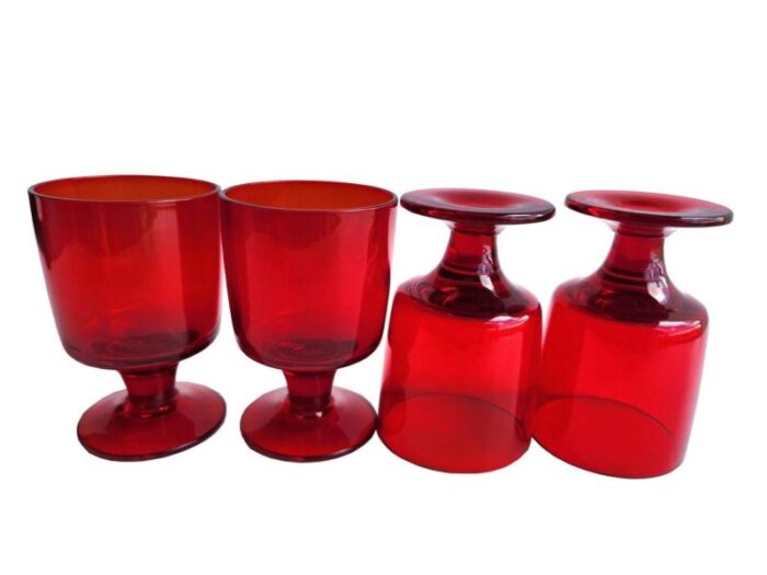 vintage pueblo ruby wine glasses by morgantown set of 4 1760